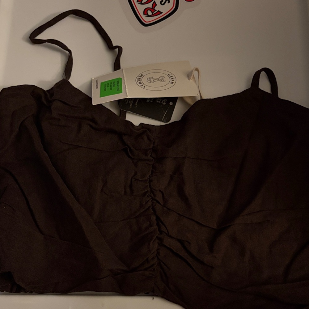 Urban Outfitters Brown Ruched Spaghetti Strap Camisole — Dark Brown
